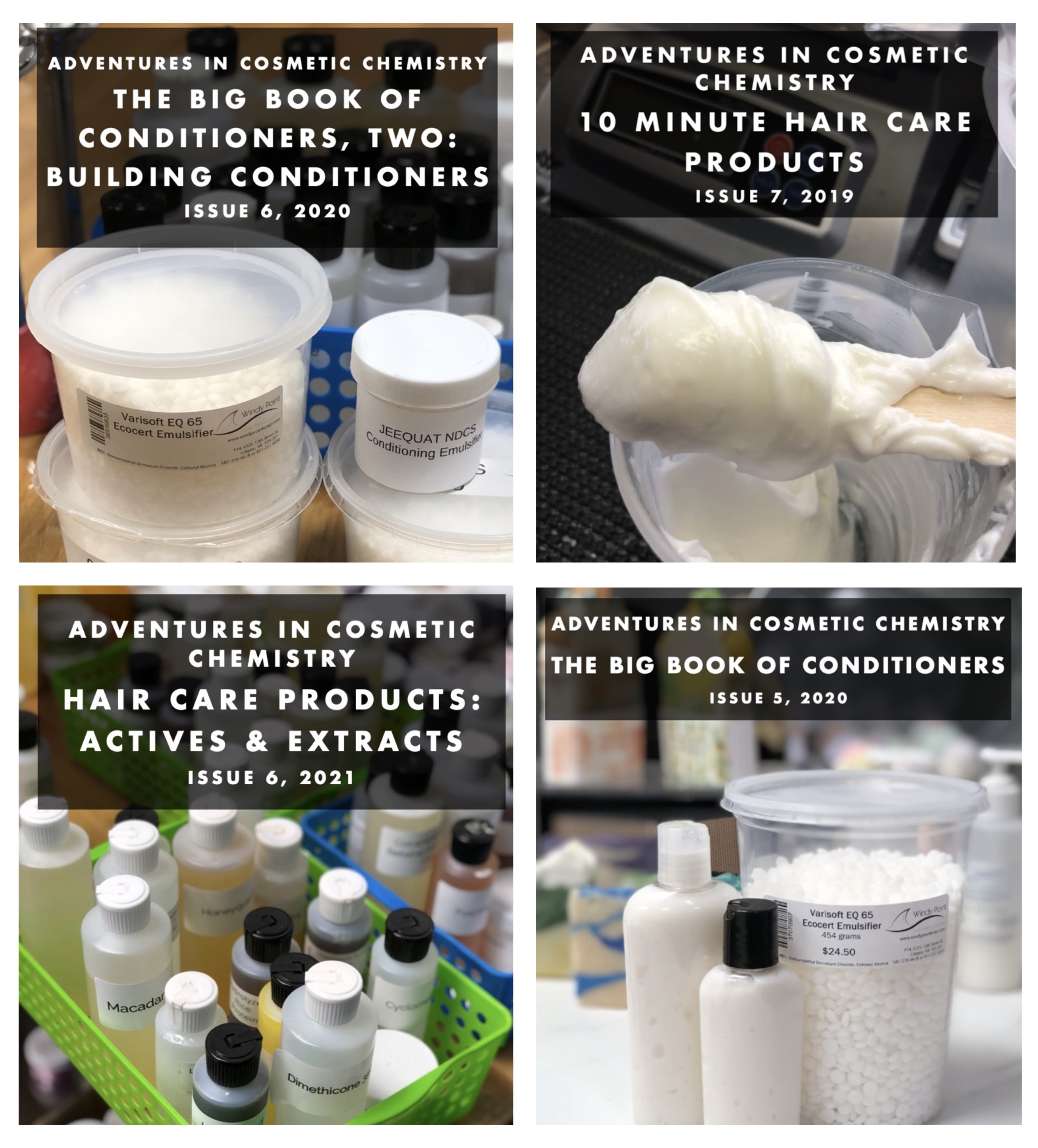 Collage of e-books with conditioner information and formulas