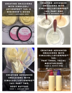 A collage of four e- books on making emulsions with Simulsol/Lotionpro™ 165