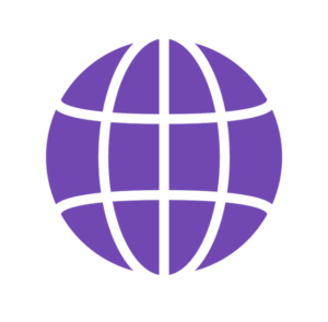 Small icon representing the World Wide Web, a purple globe with white lines