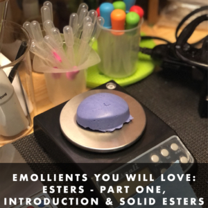 A purple shampoo bar on a scale surrounded by colourful pipettes.