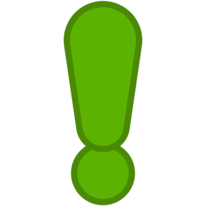 An icon of an exclamation mark in green