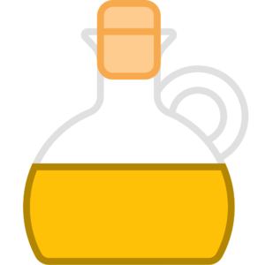 An icon that pictures a glass bottle with yellow liquid (oil) and a stopper.
