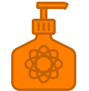 An icon of an orange lotion bottle used to indicate there's something important about cosmetic chemistry that I'm saying